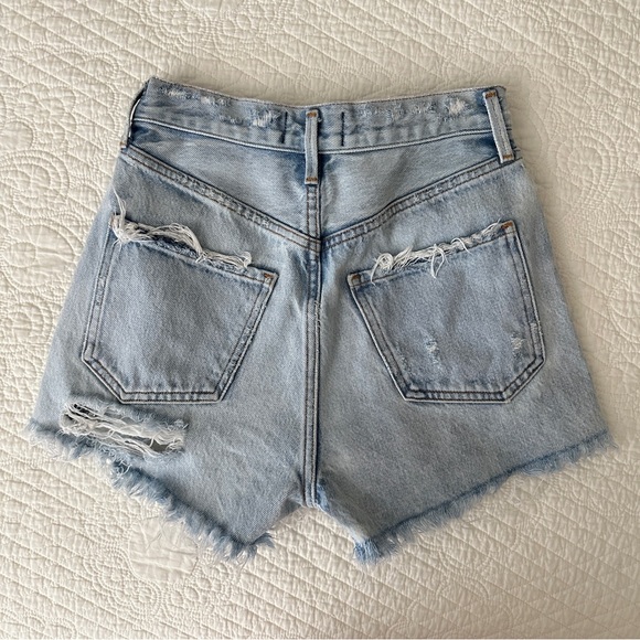 AGOLDE Jaden Womens High Rise Denim Cut Off Shorts Distressed Light Blue Sz 23 - Picture 9 of 11